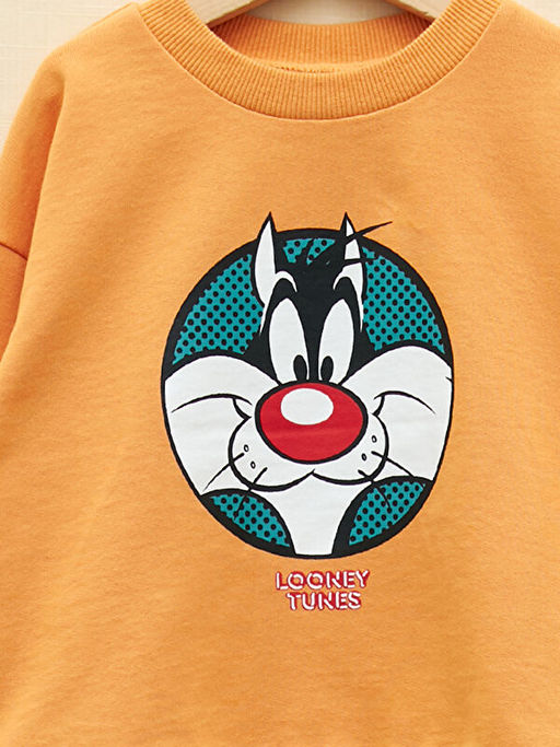 Bisiklet Yaka Uzun Kollu Looney Tunes Bask?l? Erkek Bebek Sweatshirt - Waikiki фото 3