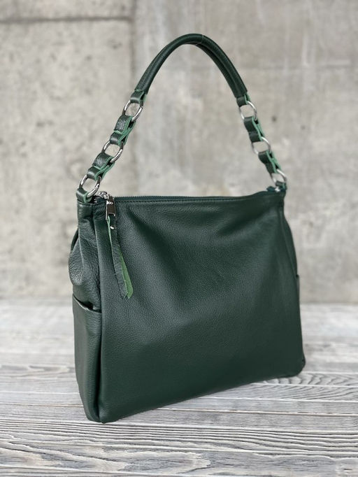 Женская кожаная сумка хобо 8919-9 Грин