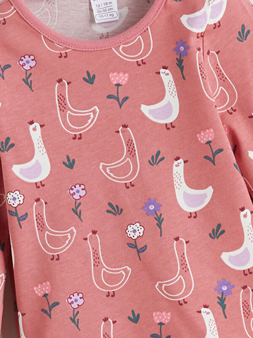 Bisiklet Yaka Bask?l? K?z Bebek Ti??rt