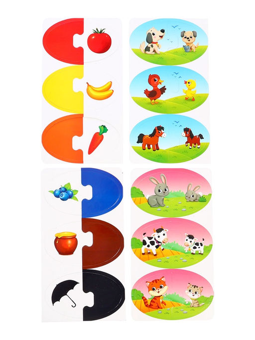 Парные IQ - пазлы «Мамы и малыши», 12 пазлов, 24 детали