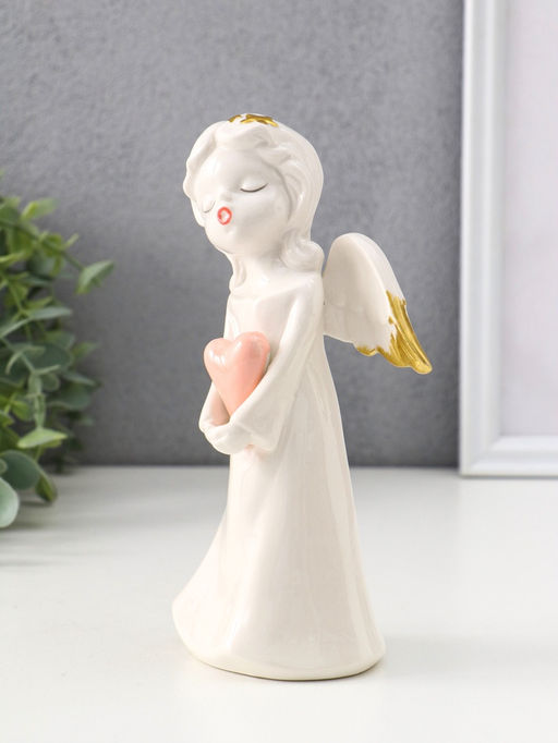 Фигурка керамика Ангел поющий с сердцем, 10.5?6.5?18 см