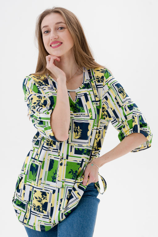 Туника женская из кулирки Полина цитрусовый микс - Амадэль фото 7