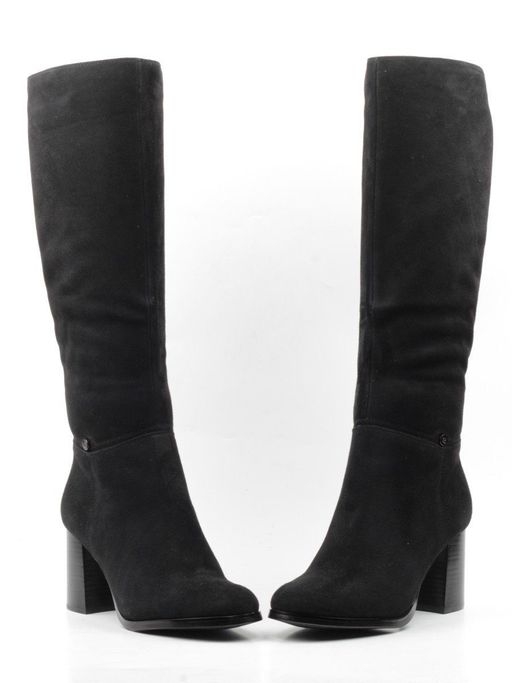 02-K82-B1 BLACK Сапоги зимние женские (натуральная замша, натуральный мех (евромех)) - Фабричный китай фото 13