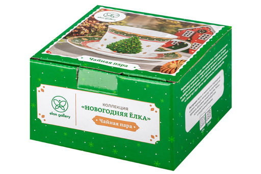 Чайн. пара 2 пр. 250 мл 12,5*9,5*7 см Новогодняя елка зеленый узор, NEW BONE CHINA - Elan gallery фото 16