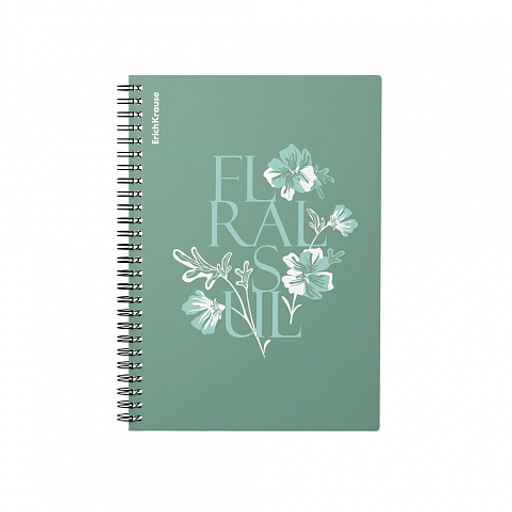 Цена за 2 шт. Тетрадь общая с пластиковой обложкой на спирали ErichKrause Floral Soul, А5, 80 листов, клетка