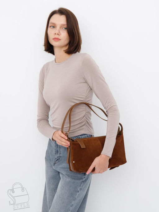 Сумка женская кожаная 6148QF brown Polina&Eiterou