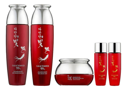 Jigott Daandan Bit Premium Red Ginseng 3 Set Galactomyces - Набор средств для питания и ухода с красным женьшенем (тонер, эмульсия, крем)