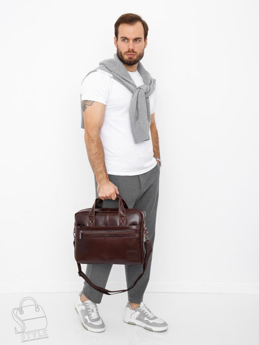 Портфель мужской кожаный 11011Z brown Zinimsk