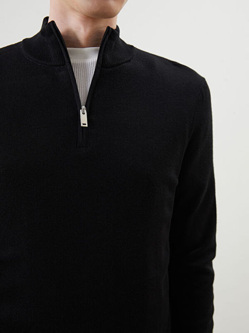 Dik Yaka Uzun Kollu Erkek Triko Kazak