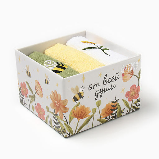 Набор махровых полотенец Пчёлка 30х30 см - 3 шт, 100% хлопок 340 г/м2 - Этель фото 7