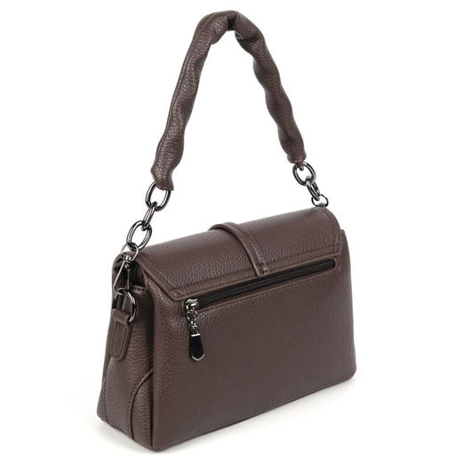 Женская сумка через плечо из эко кожи с тремя отделениями под клапаном 9802 Браун - Cidirro фото 3