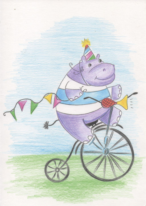 ФРЕЯ RPSK-0021 Весёлый бегемот Скетч для раскраш. цветными карандашами 21 х 14.8 см 1 л