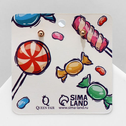 Серьги Конфетки со звёздочками, бело-зелёный в золоте - Queen fair фото 3