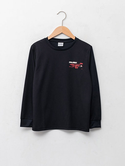 Bisiklet Yaka Bask?l? Uzun Kollu Erkek ?ocuk Ti??rt - Waikiki фото 2