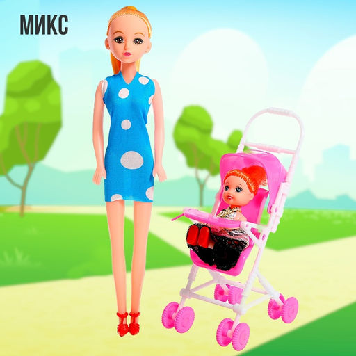 Кукла-модель Мама с дочкой с коляской, МИКС - Simaland фото 25