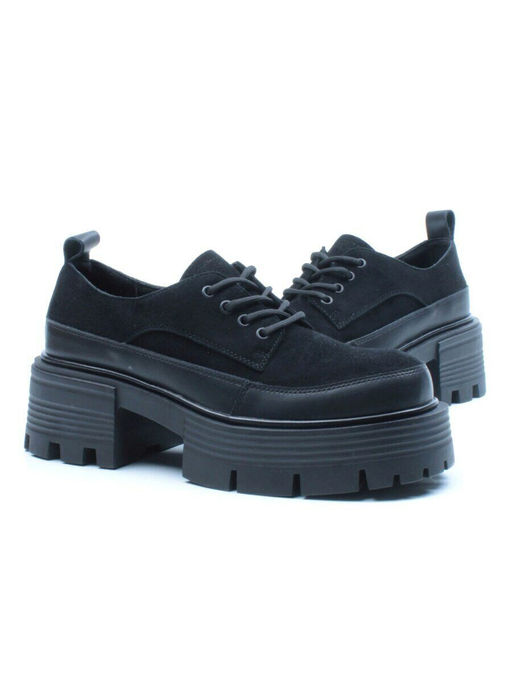 03-C1806-3 BLACK Полуботинки женские (натуральная замша)