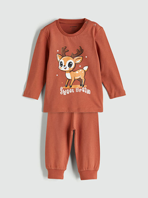 Bask?l? Erkek ?ocuk Pijama Tak?m?