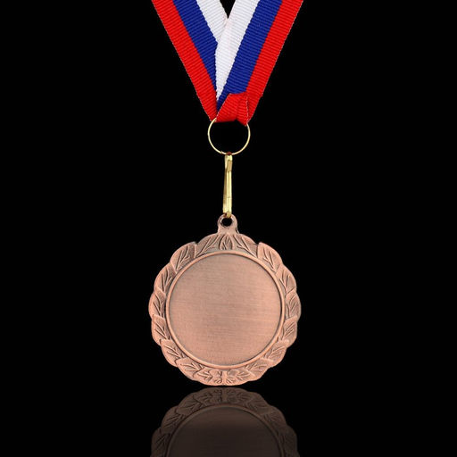 Медаль призовая 001 диам 5 см. 3 место. Цвет бронз. С лентой - Командор фото 4