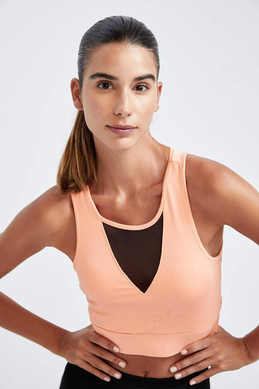 Спортивный бюстгальтер из плотной ткани DeFactoFit с круглым вырезом  фото 5