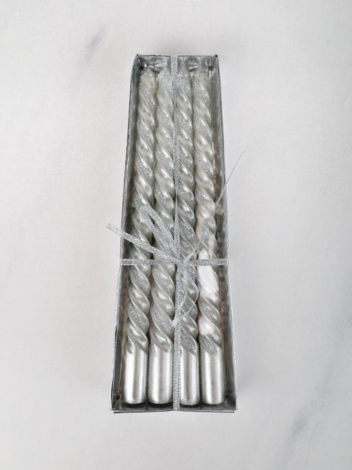 Свеча стержень 4 штуки 20 см витая / SW-702 /уп 144/ серебрянная - ГалеонТрейд фото 8