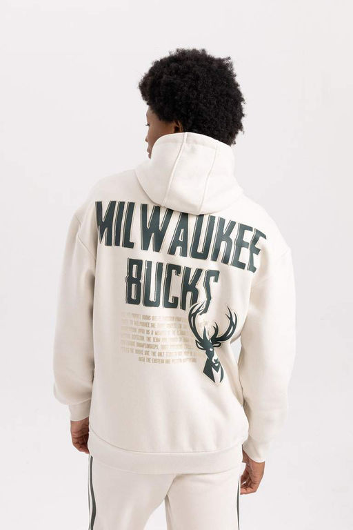DeFactoFit Толстовка оверсайз с капюшоном и капюшоном NBA Milwaukee Bucks  фото 9