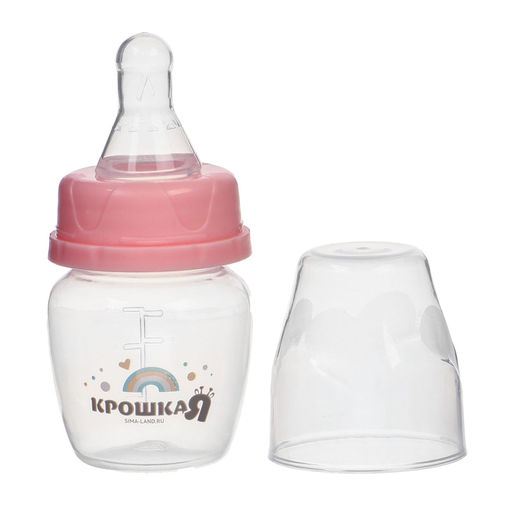 Бутылочка для кормления Крошка Я Basic, классическое горло, от 0 мес., 60 мл (мерная шкала до 40 мл), розовый