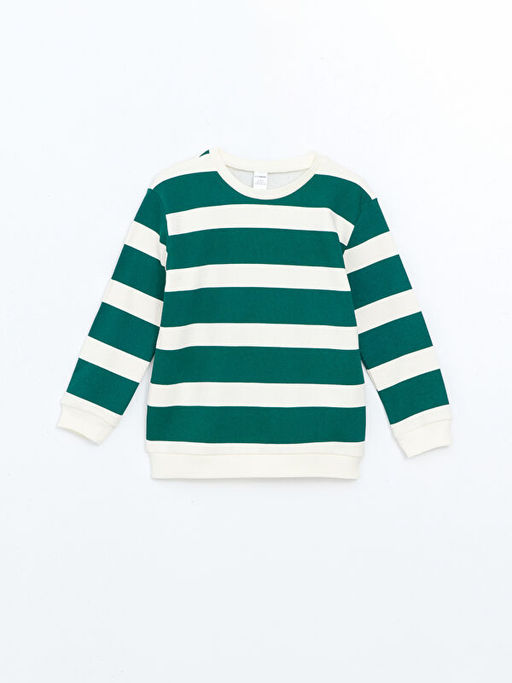 Bisiklet Yaka Uzun Kollu ?izgili Erkek Bebek Sweatshirt