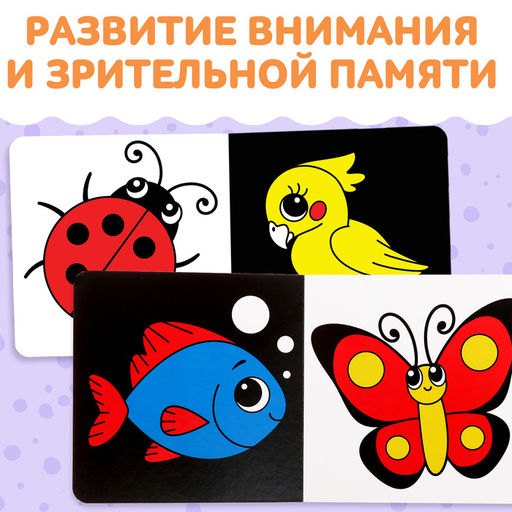 Книги картонные «Контрастные и чёрно-белые картинки для новорожденных», набор 3 шт. по 10 стр.