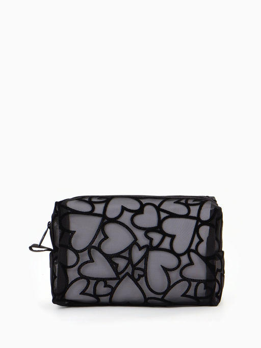 Косметичка дор Сердца 17,5*9*11, отд на молнии, черный