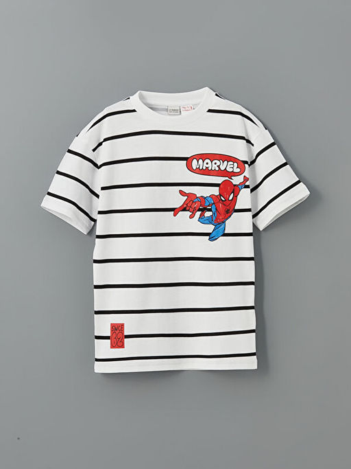 Bisiklet Yaka Spider-Man Bask?l? Erkek ?ocuk Ti??rt