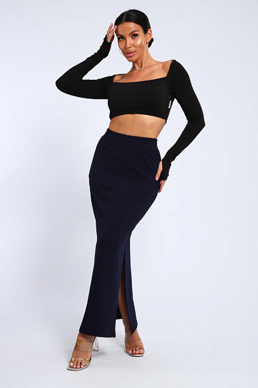 Юбка, футер (01056, черный макси) - Плиона фото 25