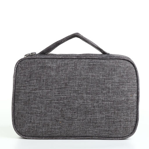 Косметичка-несессер дорожная на молнии, с крючком, с ручкой, серая - Simaland фото 2