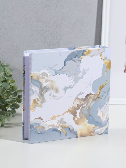 Фотоальбом на 200 фото 10х15 см "Бело-серый мрамор" бумажные листы 5х22х22 см