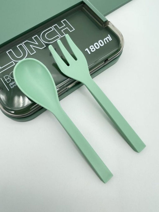 Ланчбокс "Sistem lunch", зелёный, 2 яруса, 4 отделения (1800 мл)