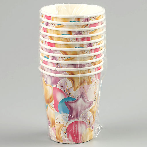 Цена за 10 шт. Стакан бумажный Шары, 250 мл - Страна карнавалия фото 5