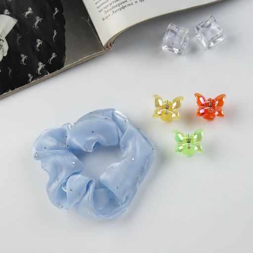 Цена за 2 шт. Набор для волос «Джеси блеск», резинка 7 см, 3 крабика 2 см, яркость