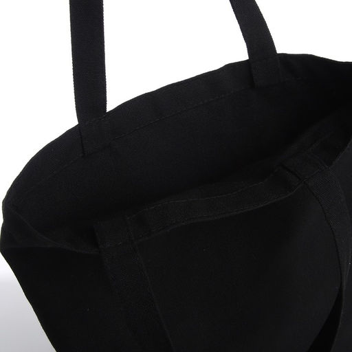 Сумка текстильная шопер без застёжки, 33×4×35 см, однотонная, чёрная