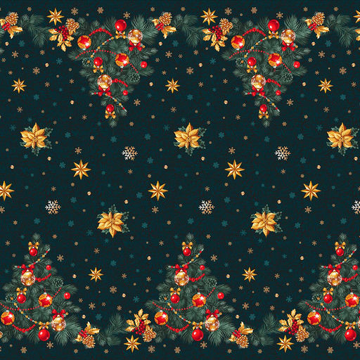 Скатерть 180х145см "Новый-Новый год", длина стола до 140см, на 6 персон, рогожка 176/м2, хлопок 100%, упаковка классическая 28х41см, "Домашняя мода" (Россия)