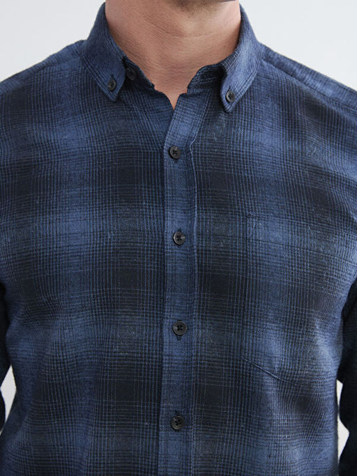 Regular Fit Y?n Kar???ml? Erkek G?mlek