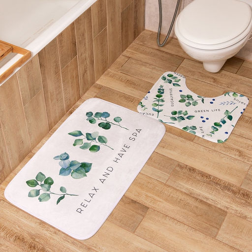 Коврик для ванной «Этель. Эвкалипт», 80×50 см, велюр