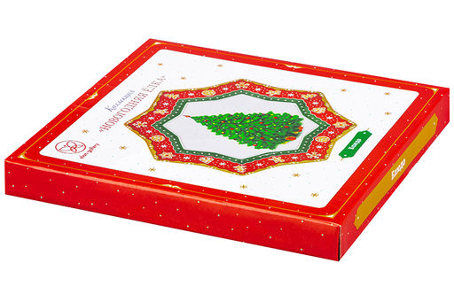 Блюдо 27*27*2 см Новогодняя елка красный узор, звезда NEW BONE CHINA - Elan gallery фото 6