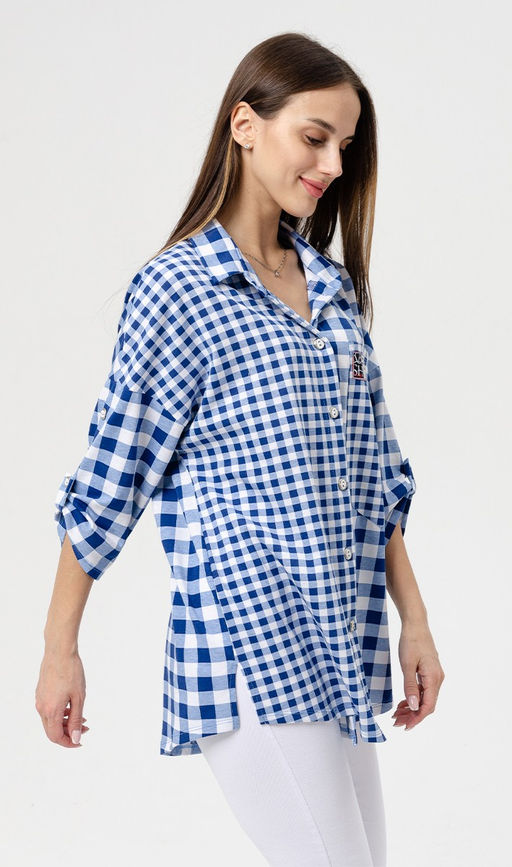 Туника Женева синяя (мелкая клетка)