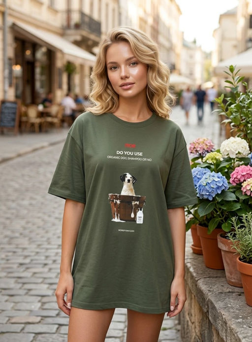 K13524 Футболка OVER SIZE (хлопок) ХАКИ