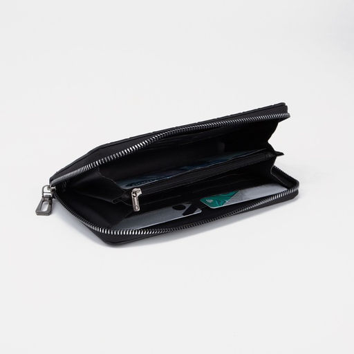 Портмоне мужское на молнии, отдел для купюр, для карт, для монет, цвет чёрный - Simaland фото 4