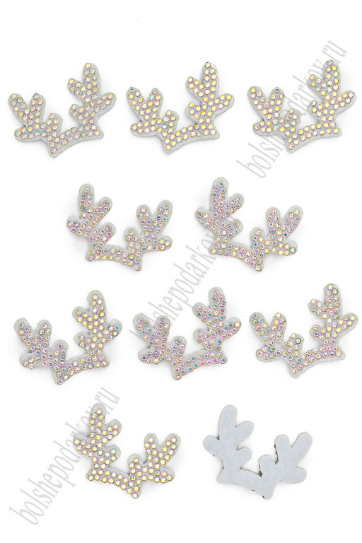 Патчи из фетра со стразами "Рожки" 3,5*2,5 см (10 шт) SF-7699, №2