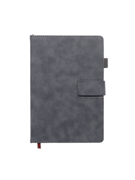 Ежедневник недатированный А5, с хлястиком, 128 листов, в линейку, пвх, серый