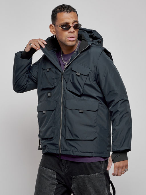 Куртка - жилетка трансформер с подогревом 2 в 1 мужская зимняя темно-синего цвета 6668TS - Mtforce фото 6