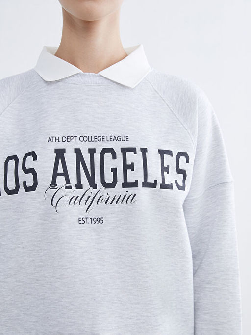 Los Angeles Bask?l? Kad?n Kal?n Sweatshirt Tunik