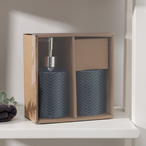 Аксессуары для ванной «Минимал», 2 предмета: дозатор для мыла 350 мл, стакан 350 мл, синие