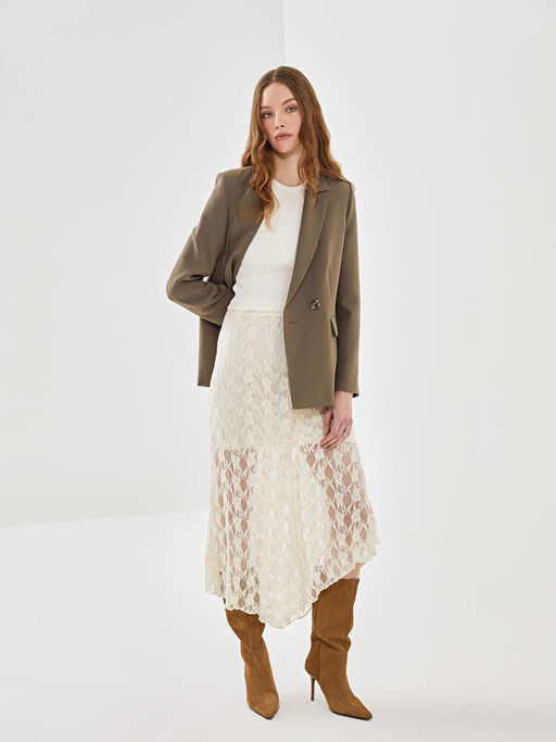 Beli Lastikli Desenli Kad?n Etek